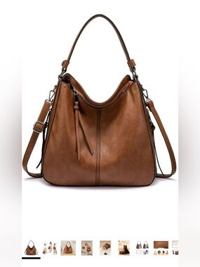 Realer Cognac Brown Faux Leather Hobo Bag Large Slouchy Shoulder Purse Crossbody